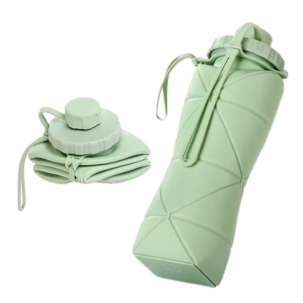 600ML Silicone Collapsible Water Bottle – Leakproof Folding Travel Bottle, BPA-Free Food Grade, Lightweight & Reusable for Gym, Office, School & Outdoor (Green)