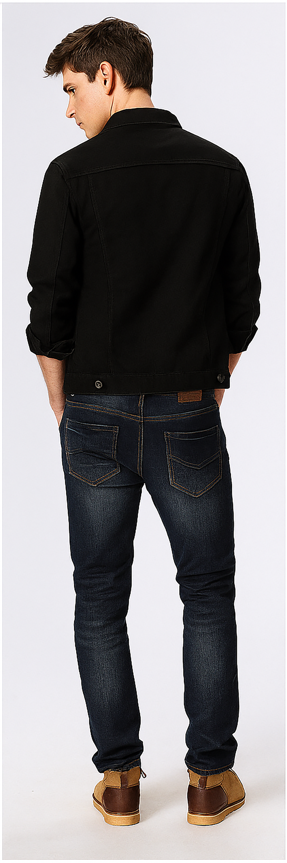 Men Regular Fit Washed Full Sleeve Toned Denim Jacket - JK-471-BK