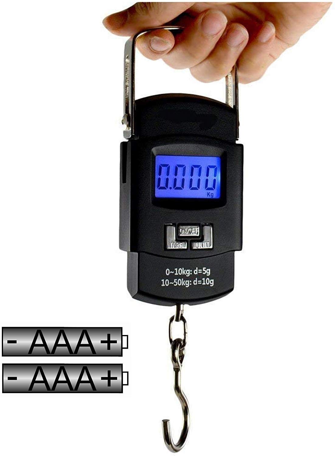 Portable Digital 50 Kg Weighing Scale with Metal Hook Electronic Portable Fishing Hook - 50KGSCALE
