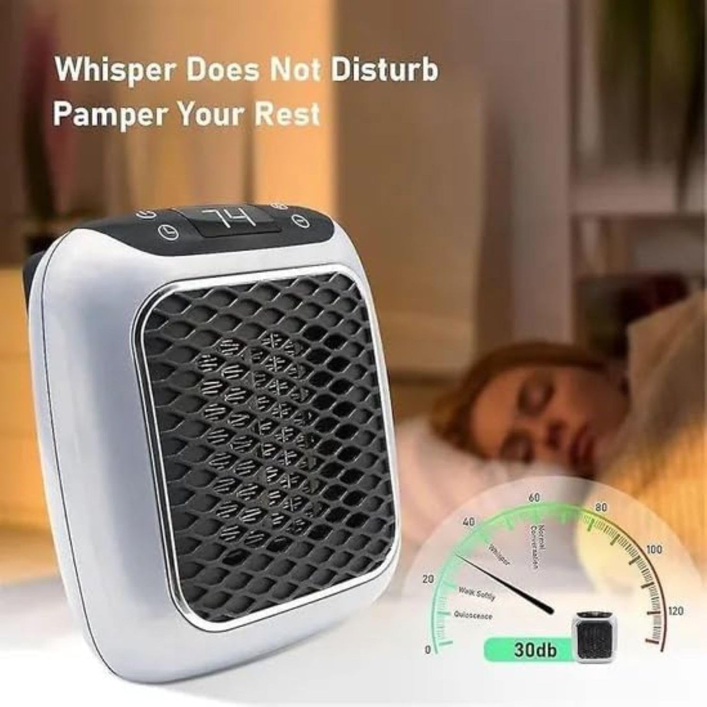 800W Portable Plug-In Space Heater with Digital Thermostat & Timer – Compact Wall Socket Mini Heater, Fast Heating, Energy Efficient, Silent Operation for Bedroom, Office & Bathroom (220V)