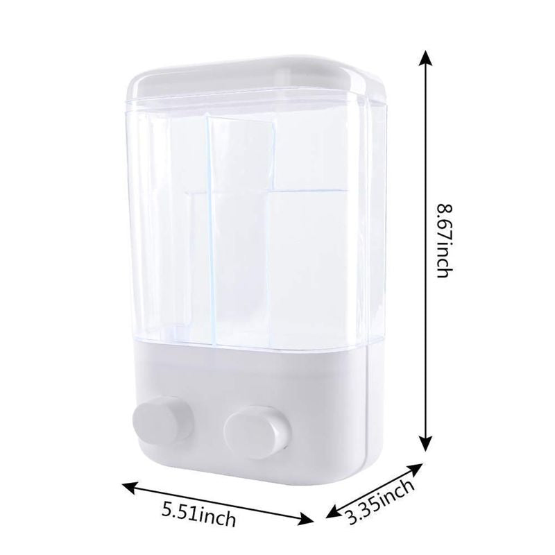 DOUDISP Dual Wall Mounted Soap Dispenser – 2-Chamber Liquid Shampoo & Conditioner Dispenser, Refillable Bathroom Wall Pump, Durable & Leak-Proof Design for Shower, Kitchen & Hotel Use
