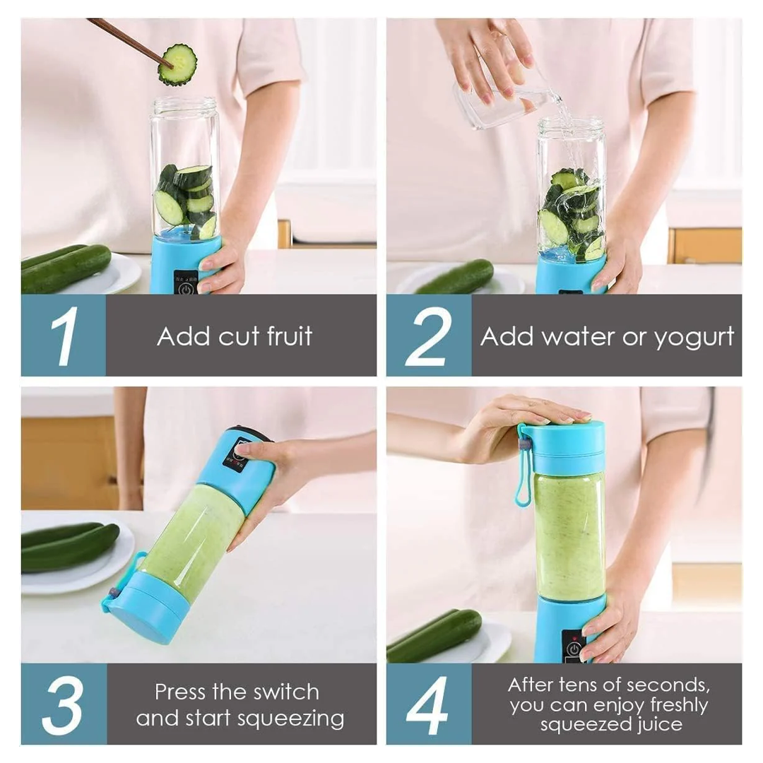 Portable USB Electric Juicer & Blender With 6 Stainless Steel Blades