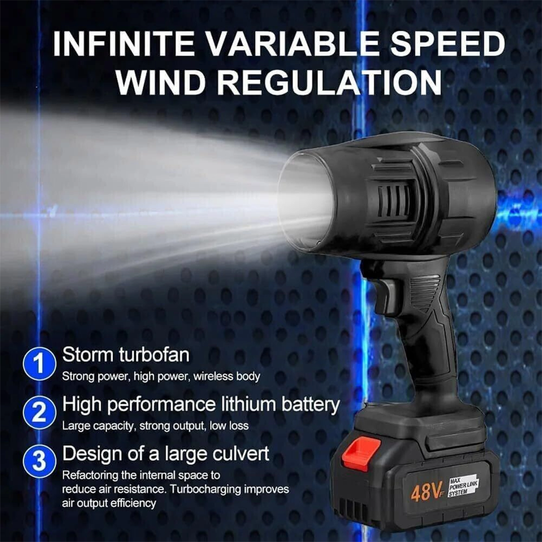 48V Cordless Handheld Turbo Jet Blower | High-Speed Air Duster & Leaf Blower | Rechargeable & Portable
