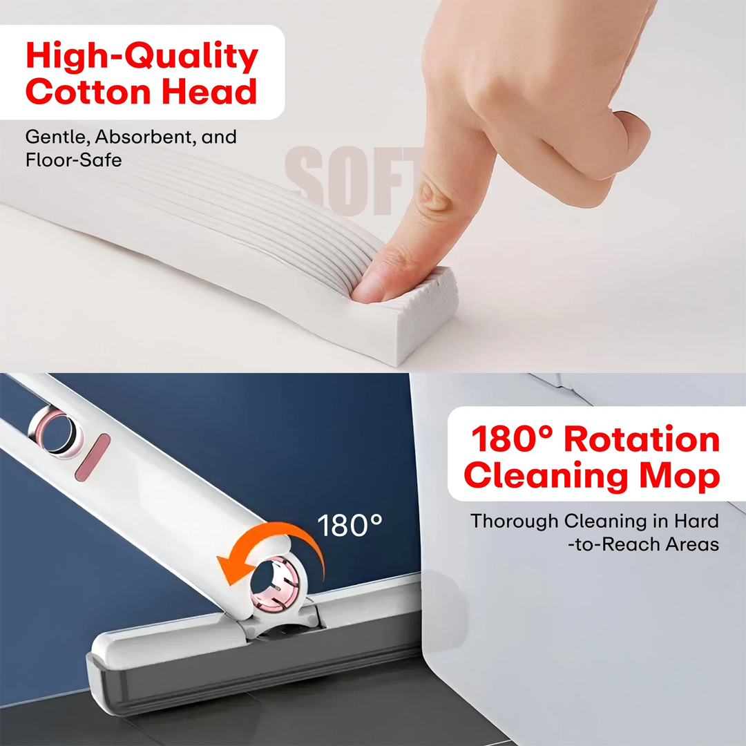 Buy 1 Get 1 FREE | Foldable Self-Squeeze Cleaning Mop | 180° Rotating Head, Easy Drain System