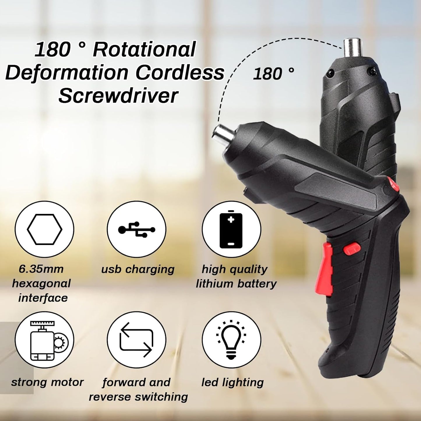 Electric Cordless Screwdriver Kit Set with USB Cable for Home Office DIY - CODE-SCREW-01