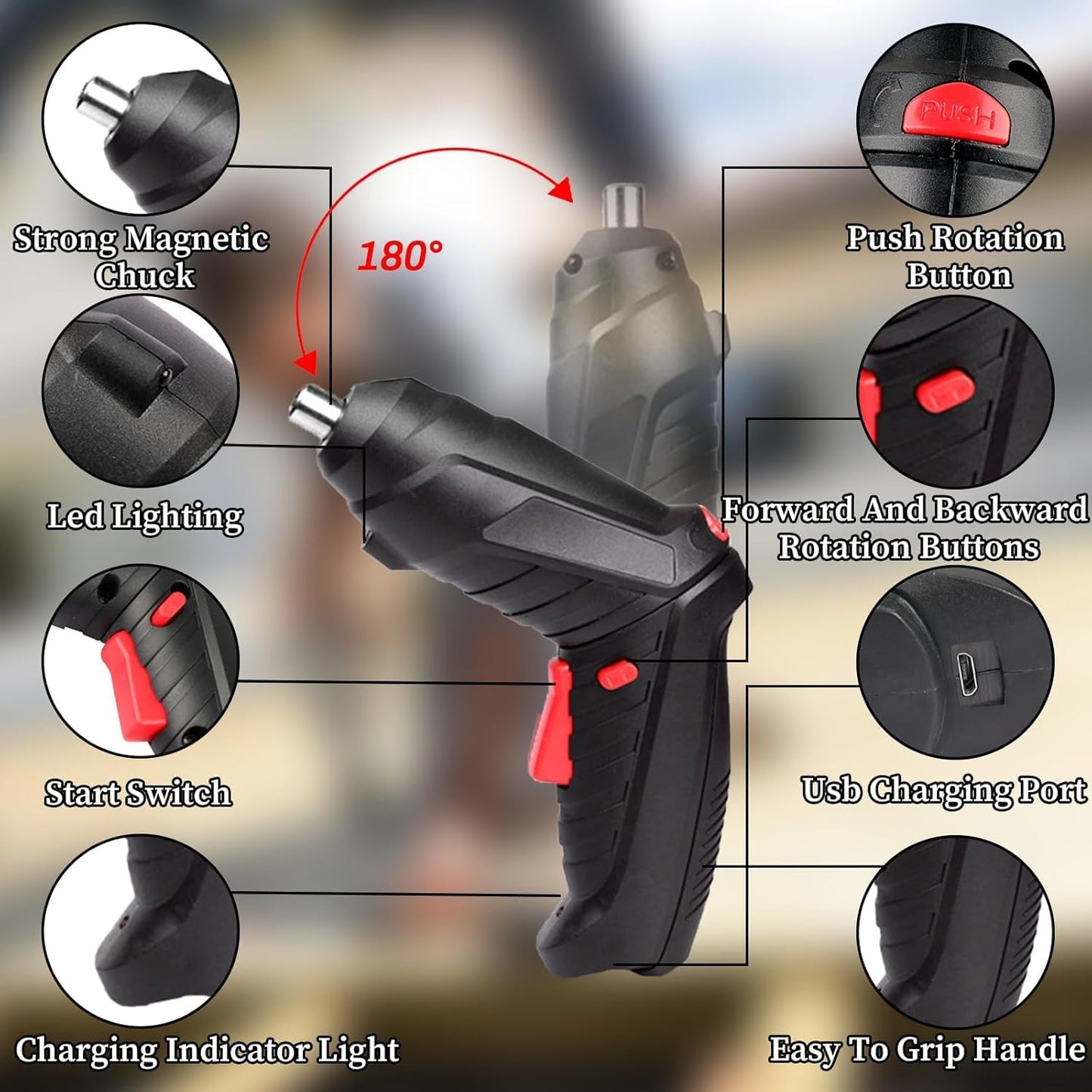 Electric Cordless Screwdriver Kit Set with USB Cable for Home Office DIY - CODE-SCREW-01