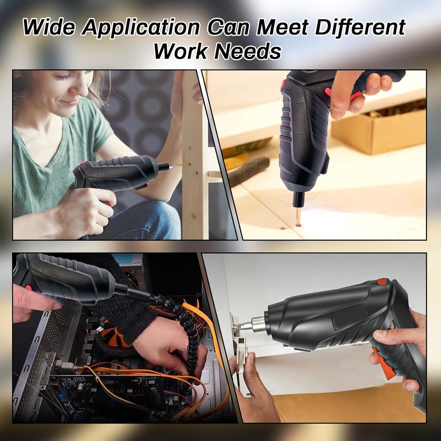 Electric Cordless Screwdriver Kit Set with USB Cable for Home Office DIY - CODE-SCREW-01