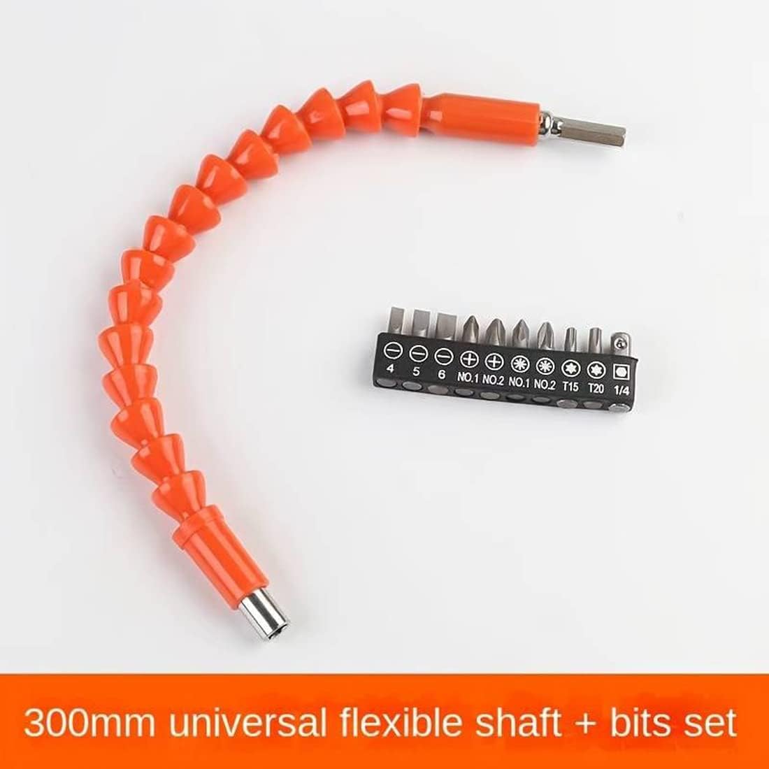 Flexible Drill Snake Bit Extension Power Drill Head Angle Driver Bend Screwdriver Tools with 10 Pcs Drill Bit Sets - FLEX-BITSET