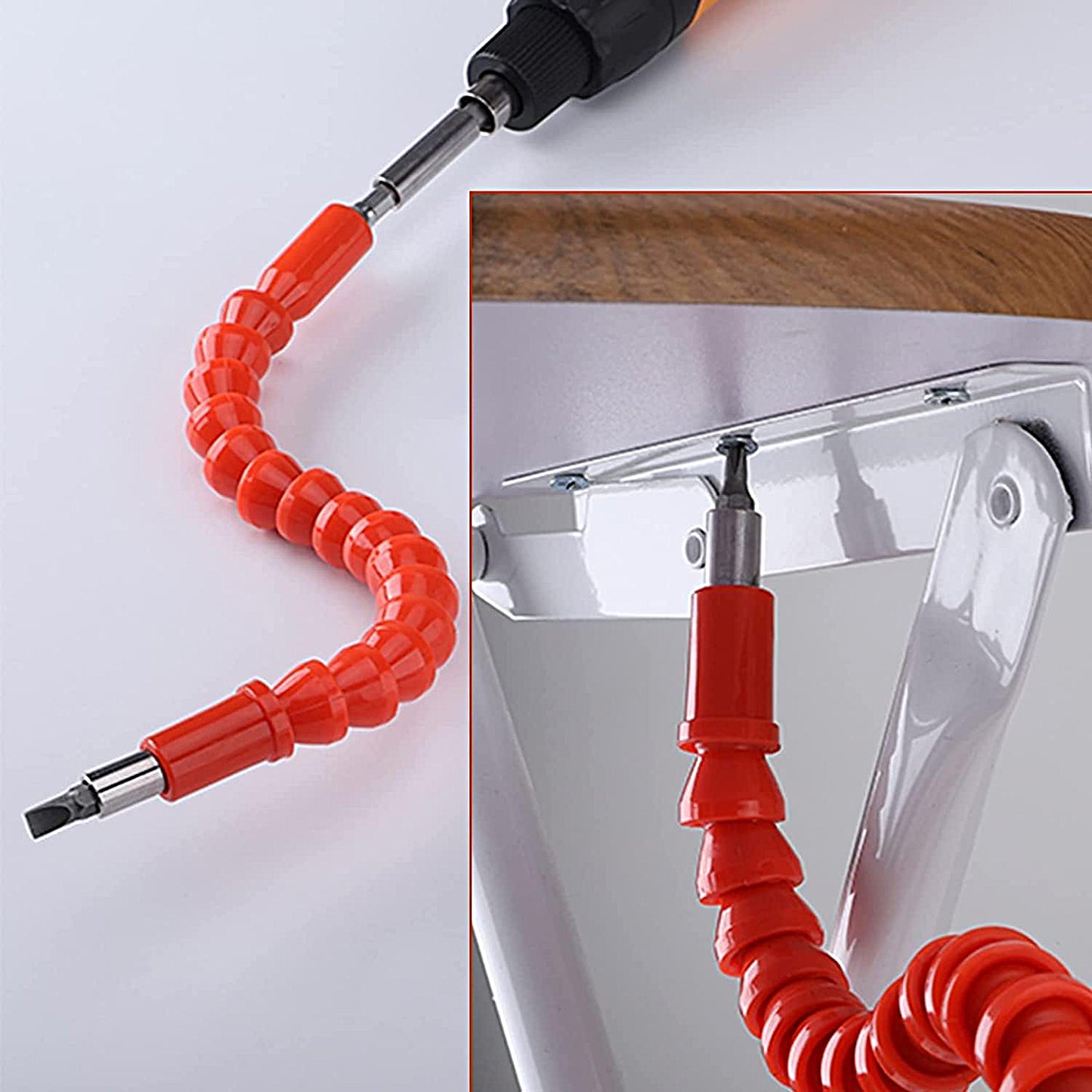 Flexible Drill Snake Bit Extension Power Drill Head Angle Driver Bend Screwdriver Tools with 10 Pcs Drill Bit Sets - FLEX-BITSET