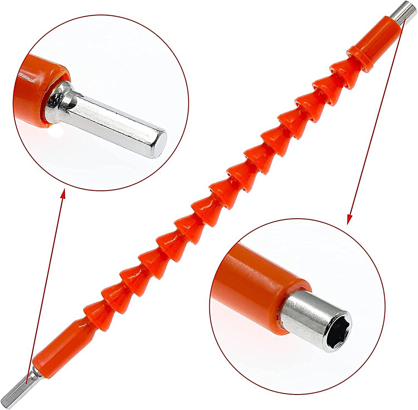 Flexible Drill Snake Bit Extension Power Drill Head Angle Driver Bend Screwdriver Tools with 10 Pcs Drill Bit Sets - FLEX-BITSET