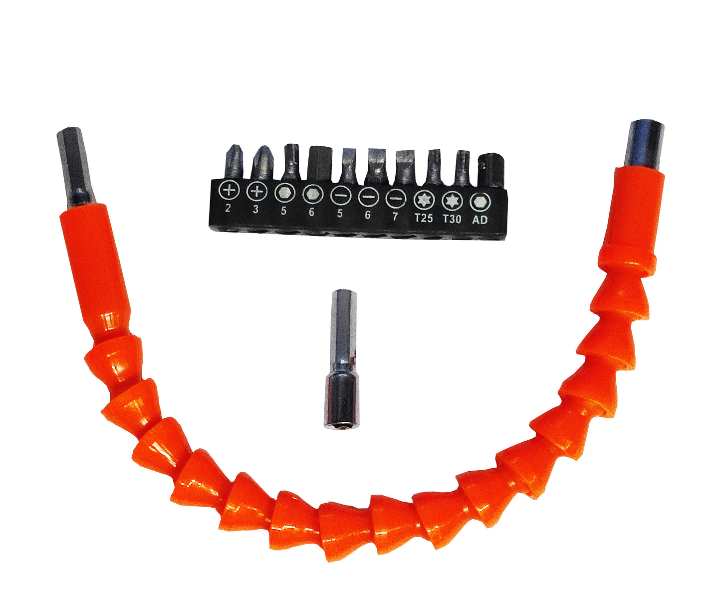 Flexible Drill Snake Bit Extension Power Drill Head Angle Driver Bend Screwdriver Tools with 10 Pcs Drill Bit Sets - FLEX-BITSET