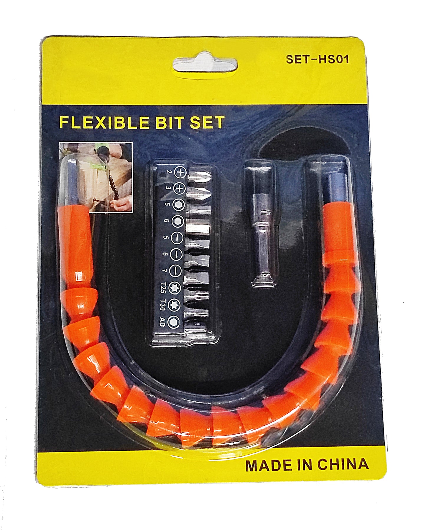 Flexible Drill Snake Bit Extension Power Drill Head Angle Driver Bend Screwdriver Tools with 10 Pcs Drill Bit Sets - FLEX-BITSET