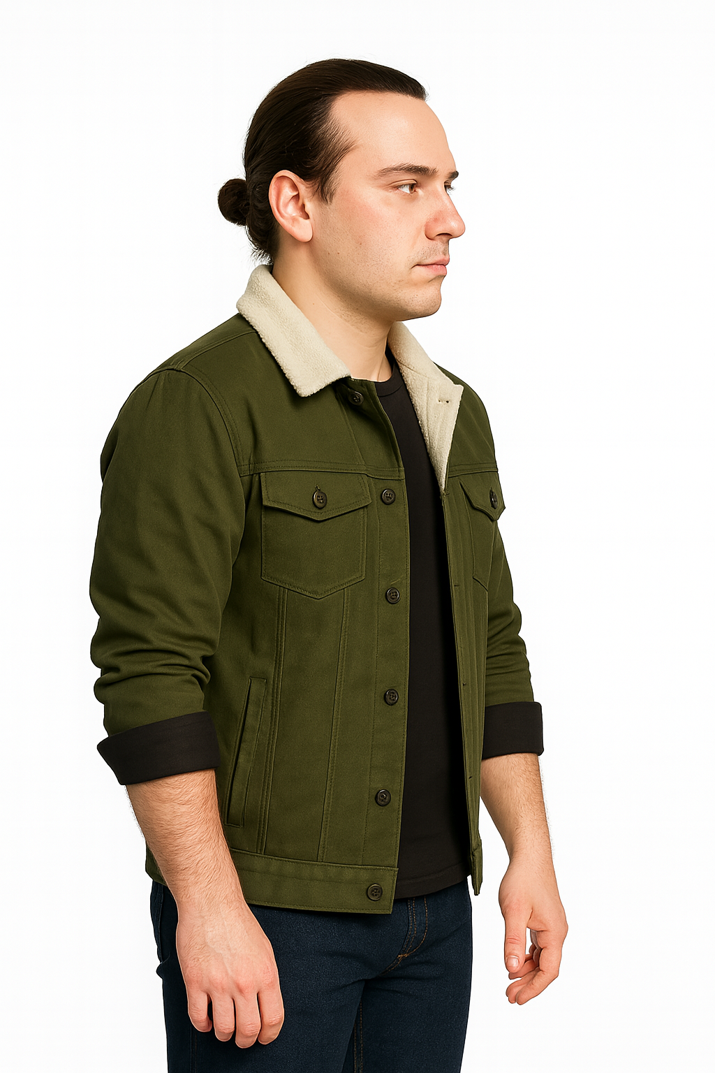 Men Regular Fit Washed Full Sleeve Toned Denim Jacket - JK-FUR-GR