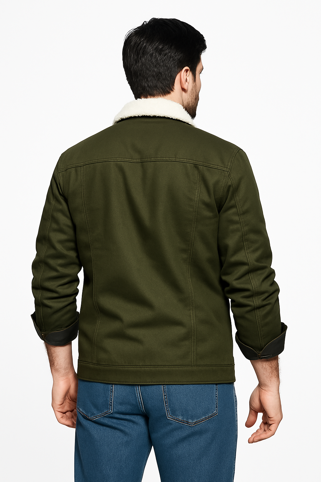 Men Regular Fit Washed Full Sleeve Toned Denim Jacket - JK-FUR-GR