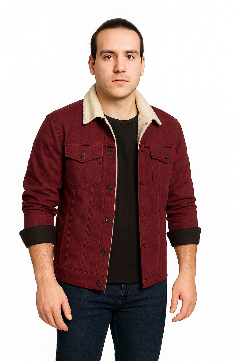 Men Regular Fit Washed Full Sleeve Toned Denim Jacket - JK-FUR-MR