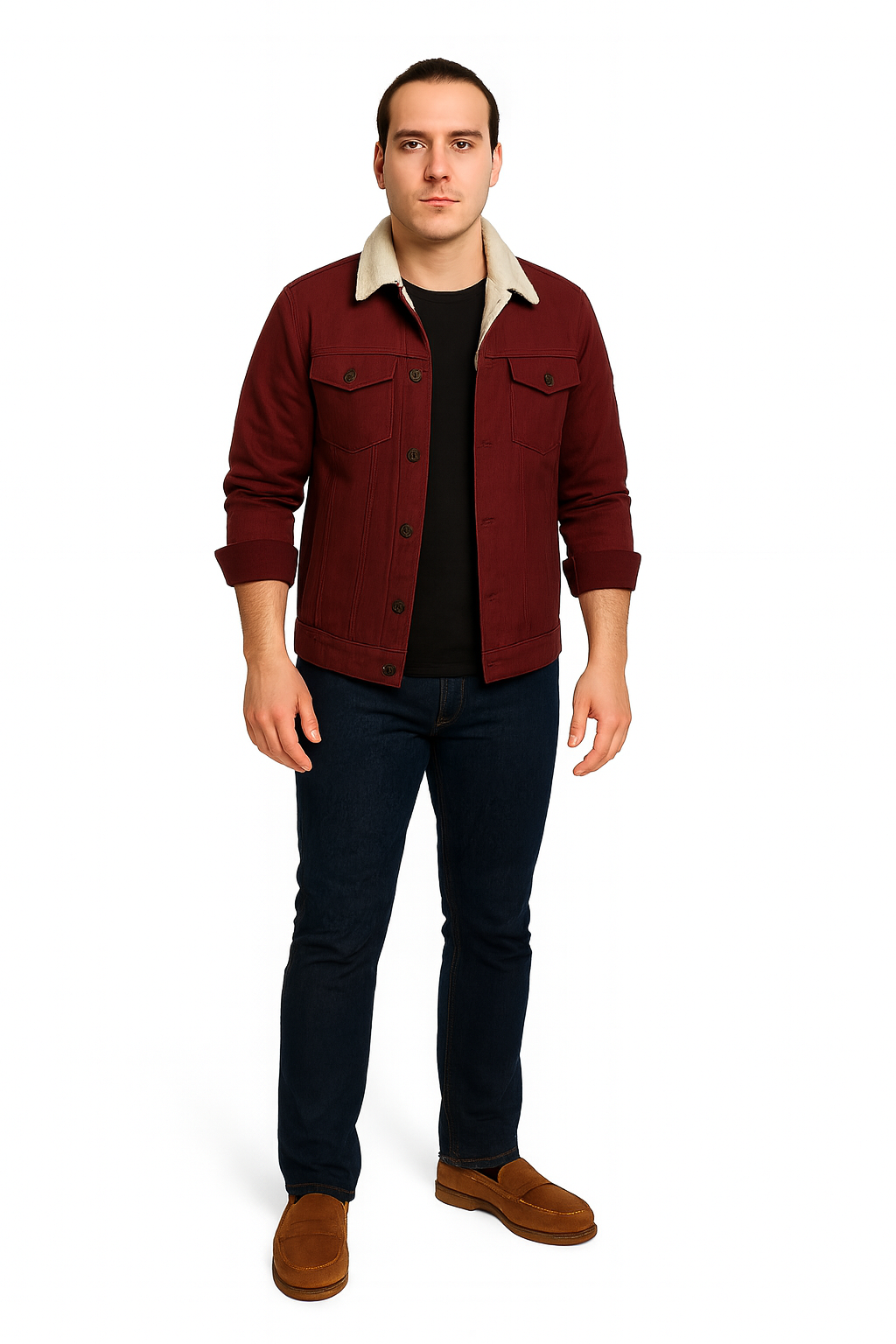 Men Regular Fit Washed Full Sleeve Toned Denim Jacket - JK-FUR-MR