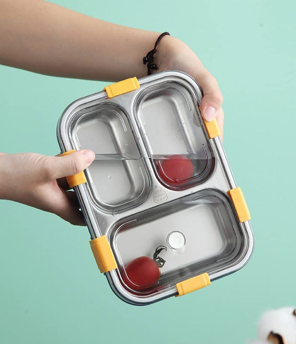 Stainless Steel Lunch Box for Kids and Adults with 3 Compartments - LUNBX-7059