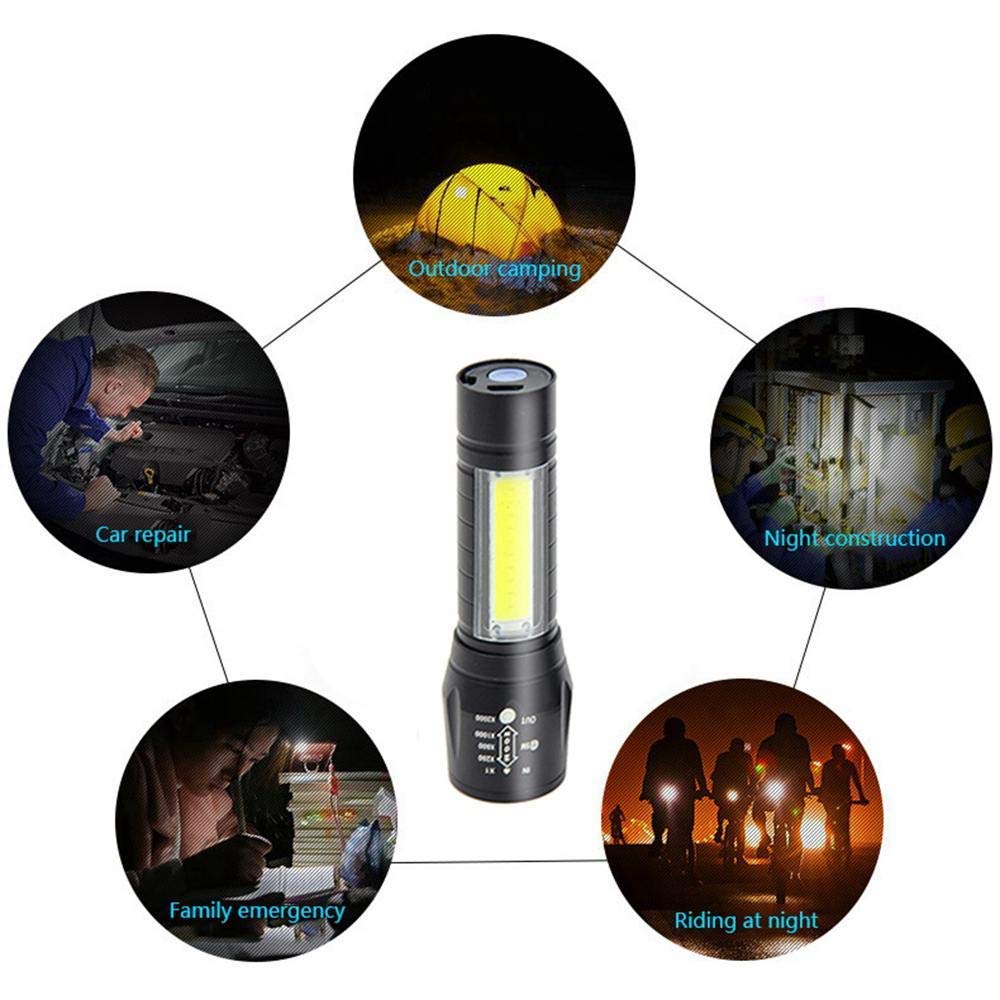 LED Flashlight with COB Light Mini Waterproof Portable LED Flashlight USB Rechargeable - MINITORCH