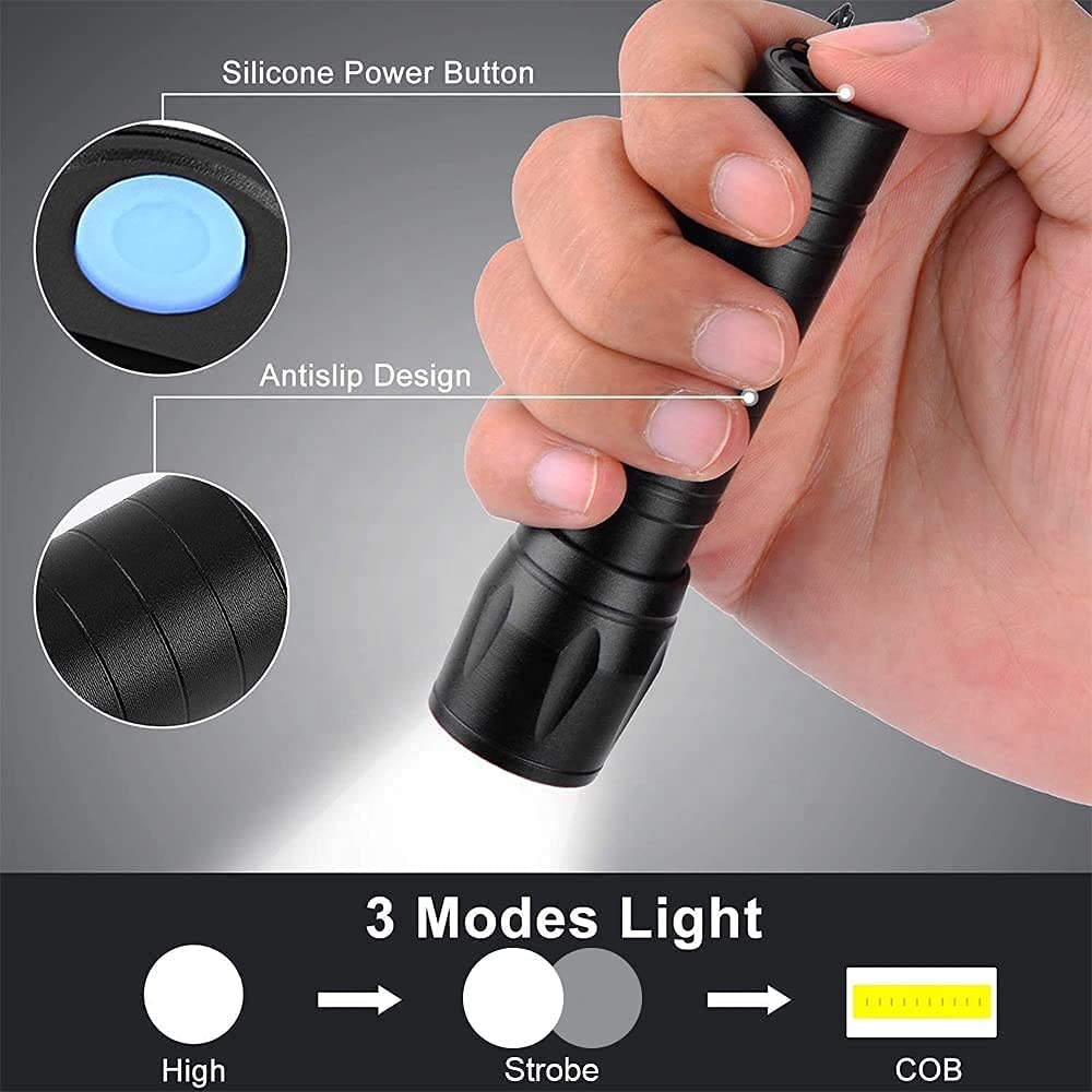 LED Flashlight with COB Light Mini Waterproof Portable LED Flashlight USB Rechargeable - MINITORCH