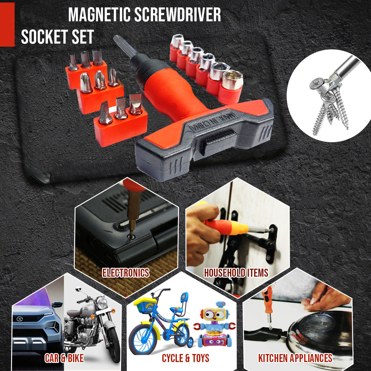 Shopper52 10mm Powerful Electric Drill Machine with 9Pcs Drill Bit Set and Home Toolkit - DRL9PCBTK222