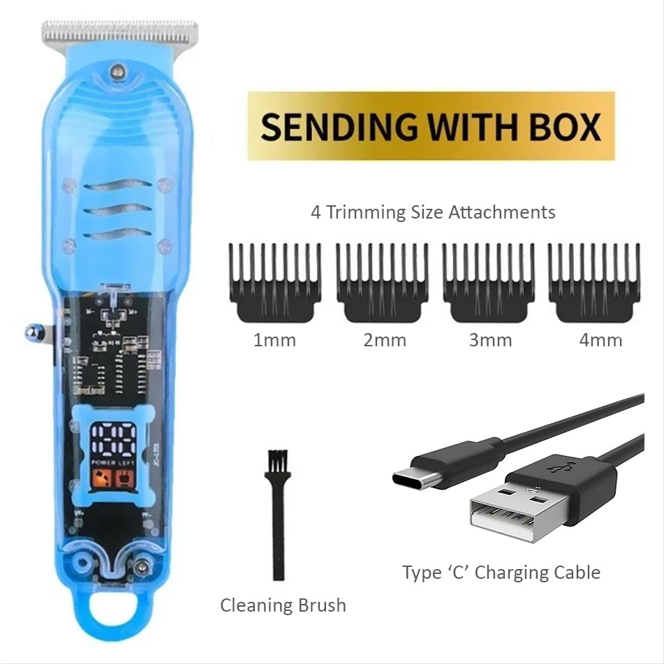 Transparent Micro-Shaver & Trimmer for Men with USB Charging Cable Runtime 180 Mintues - TRIM-DIGI