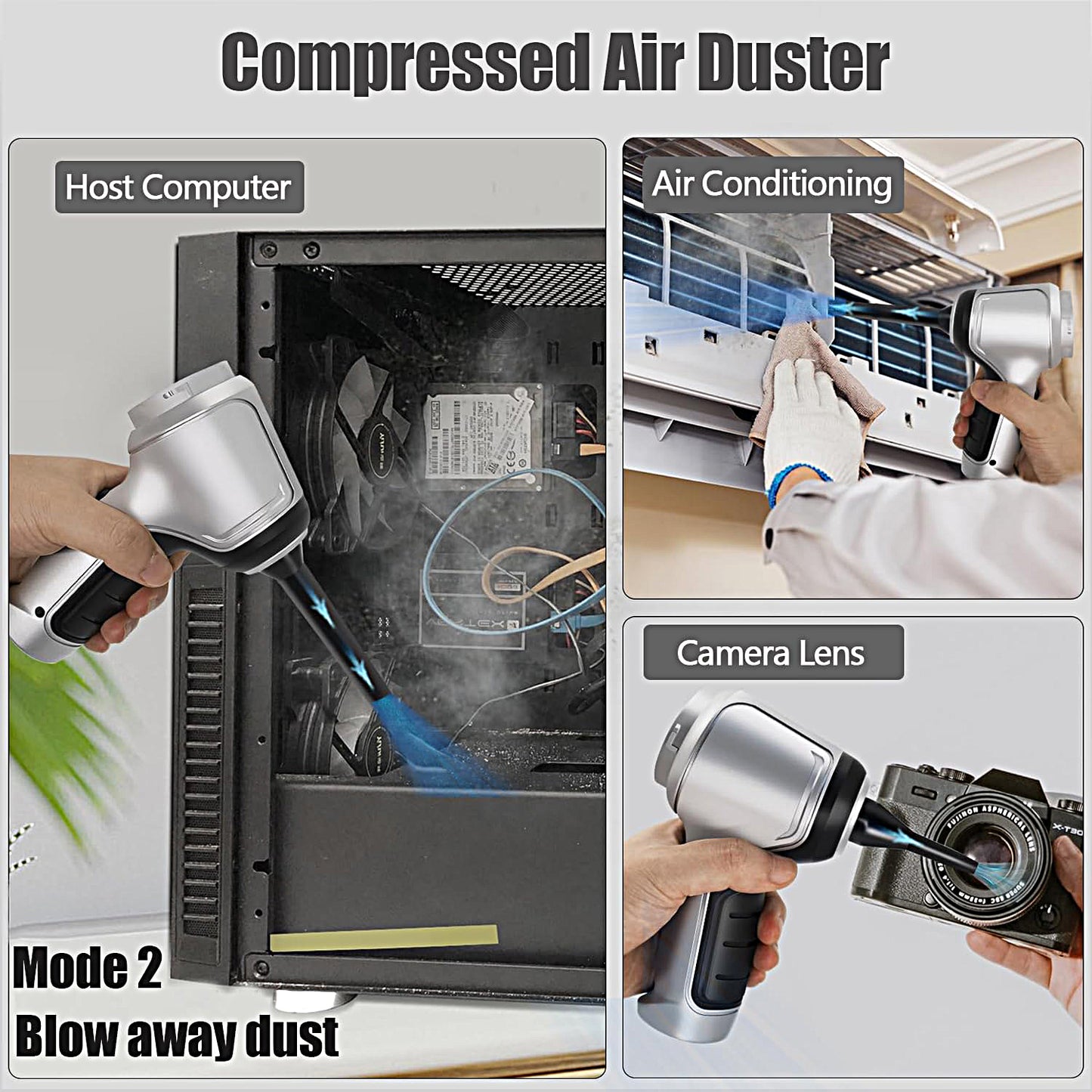 Cordless Mini Vacuum Cleaner and Air Duster with Multi-Nozzles for Car,Home,Office - WIRE-VACUUM