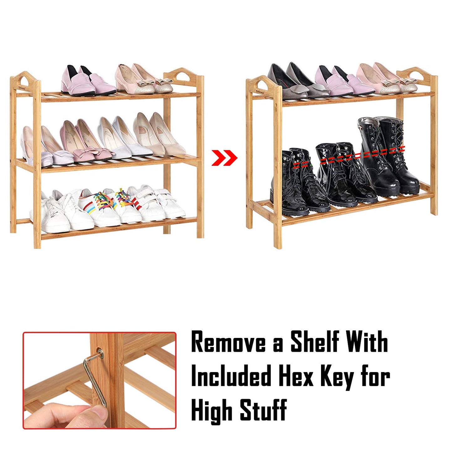 Wooden Bamboo Shoe Racks Slipper Stand Chappal Storage Organizer Utility Racks - WOD-SHRK