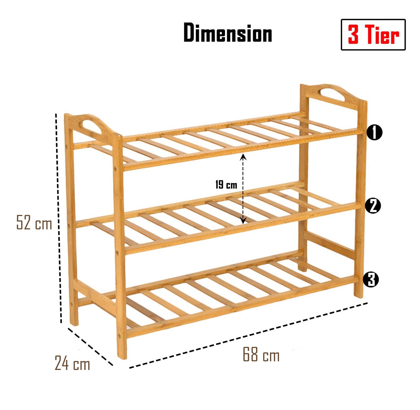 Wooden Bamboo Shoe Racks Slipper Stand Chappal Storage Organizer Utility Racks - WOD-SHRK