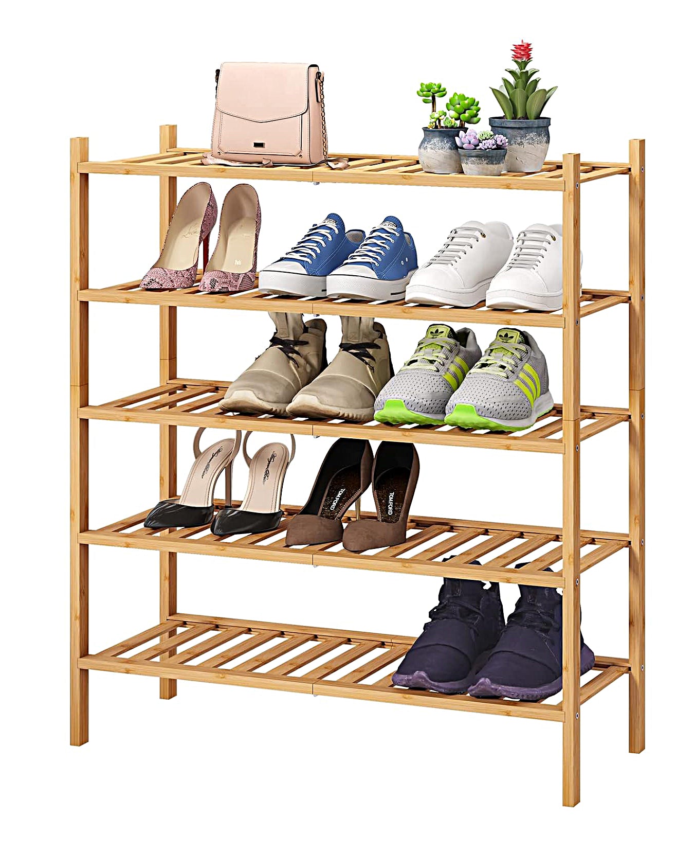 Wooden Bamboo Shoe Racks Slipper Stand Chappal Storage Organizer Utility Racks - WOD-SHRK