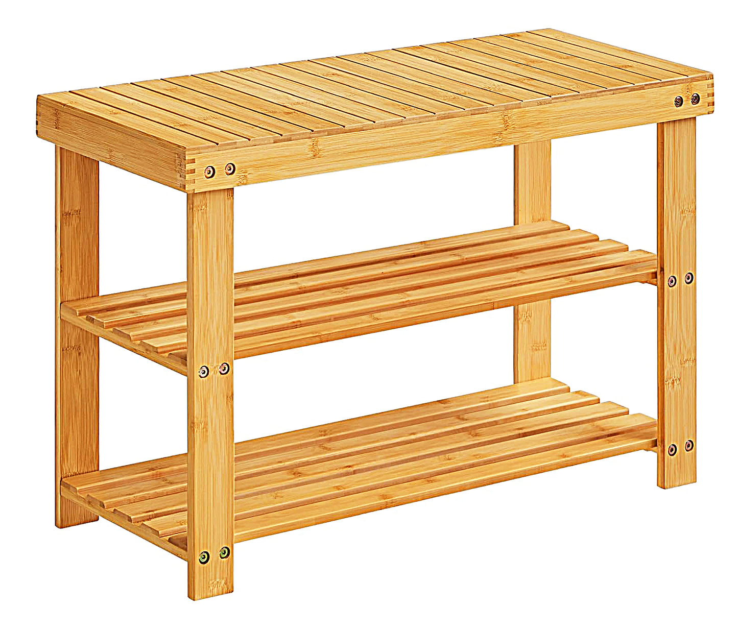 Bamboo 3 Tier Shoe Rack Bench, Premium Shoe Organizer or Entryway Bench, Perfect for Shoe Cubby, Entry Bench, Bathroom Bench, Entryway Organizer, Hallway or Living Room(Brown) - WOD-TAB-SHRK