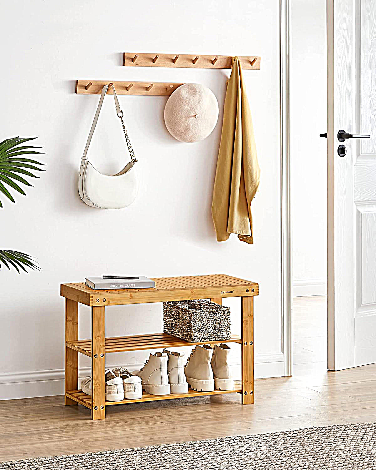 Bamboo 3 Tier Shoe Rack Bench, Premium Shoe Organizer or Entryway Bench, Perfect for Shoe Cubby, Entry Bench, Bathroom Bench, Entryway Organizer, Hallway or Living Room(Brown) - WOD-TAB-SHRK