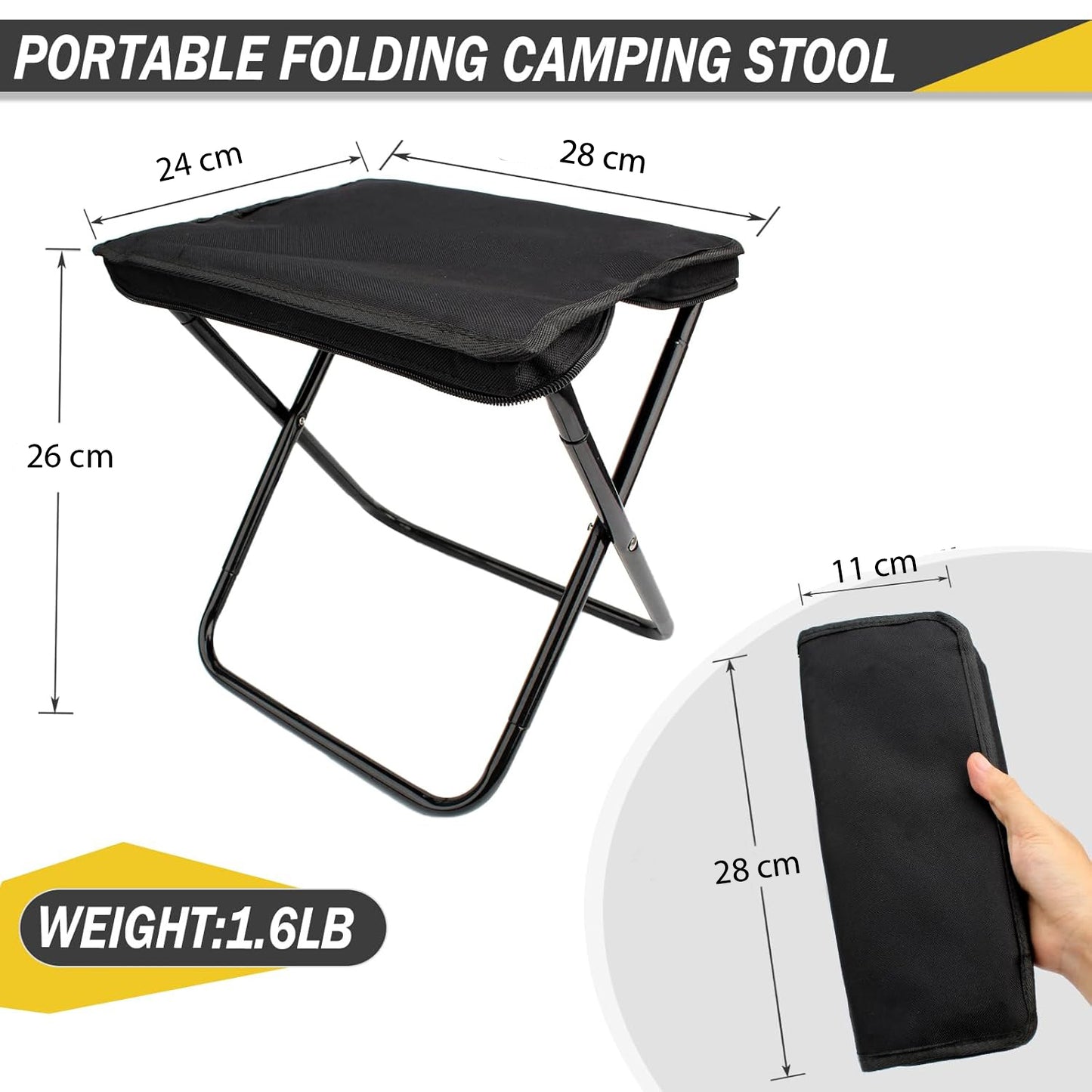 Shopper52 Retractable Metal Foldable Collapsible Stool Lightweight with Load Capacity 130Kg for Camping Fishing Hiking BBQ Outdoors Indoors Kitchen - X-Chair