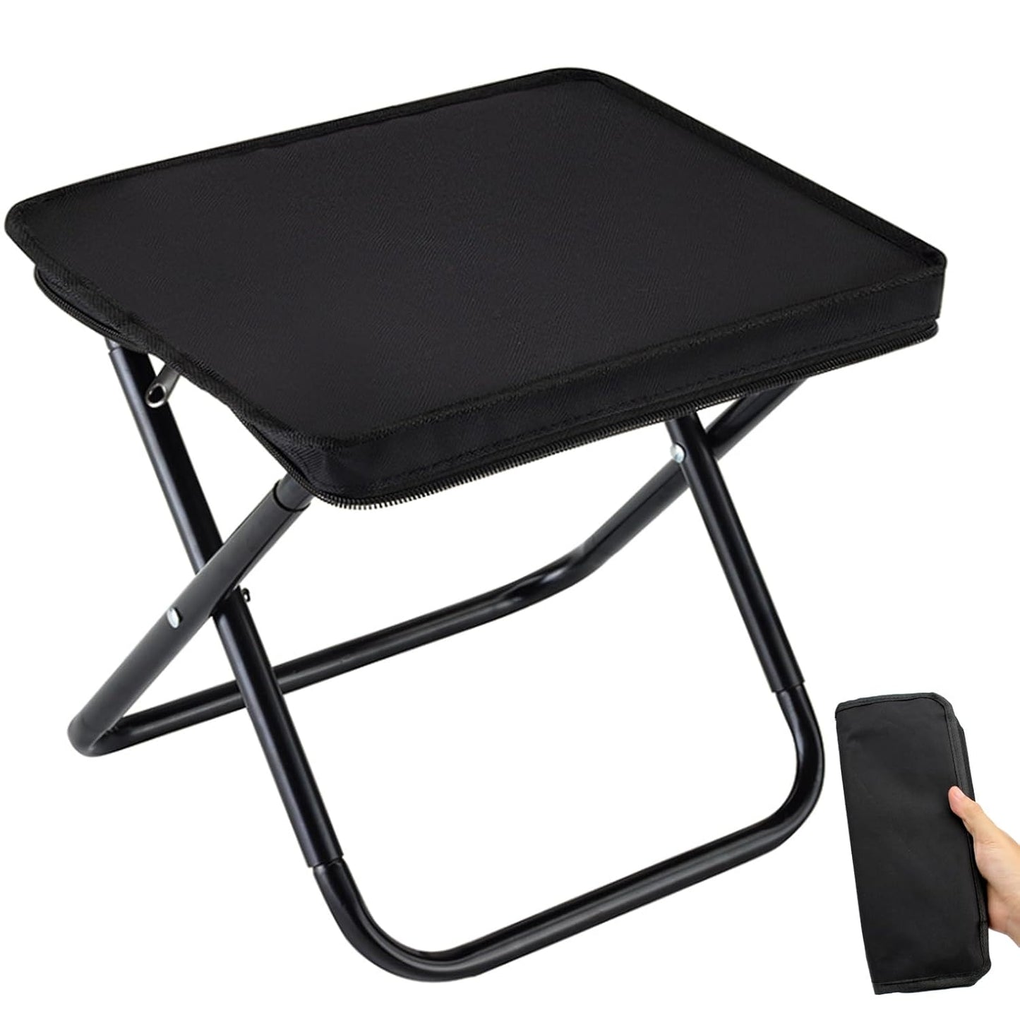 Shopper52 Retractable Metal Foldable Collapsible Stool Lightweight with Load Capacity 130Kg for Camping Fishing Hiking BBQ Outdoors Indoors Kitchen - X-Chair