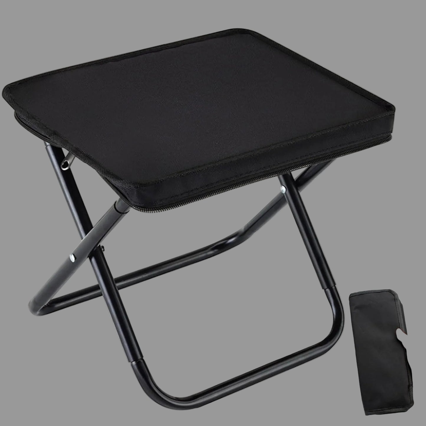 Shopper52 Retractable Metal Foldable Collapsible Stool Lightweight with Load Capacity 130Kg for Camping Fishing Hiking BBQ Outdoors Indoors Kitchen - X-Chair