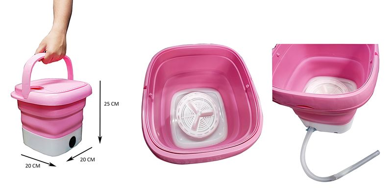 Portable Folding Mini Washing Machine – Compact Bucket Washer for Travel, Laundry & Small Clothes, Lightweight Electric Washer for Underwear, Baby Clothes & Socks (WASHMACH)