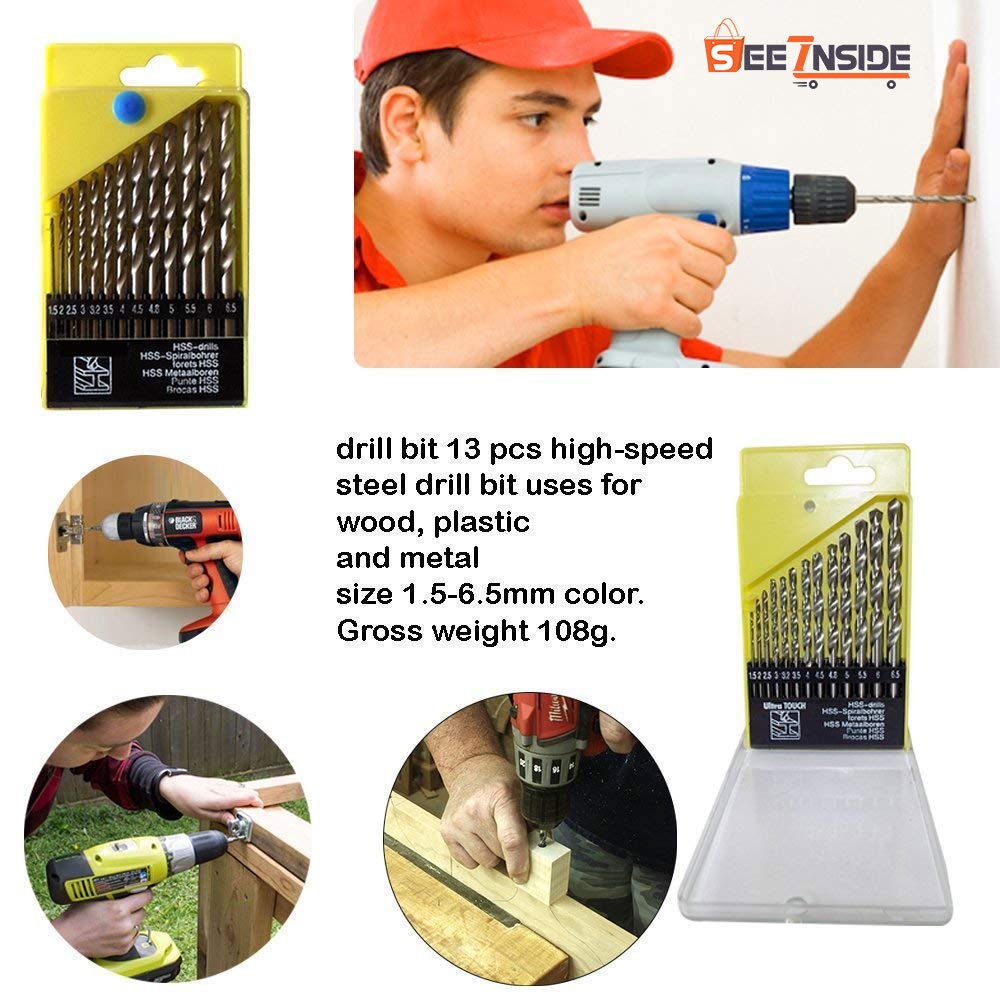 Powerful Drill Machine with 13 Pieces Drill Bit Set and 41 Pieces Toolkit Screwdriver Combo Set with Snap Grip- DRL13B40PSNP