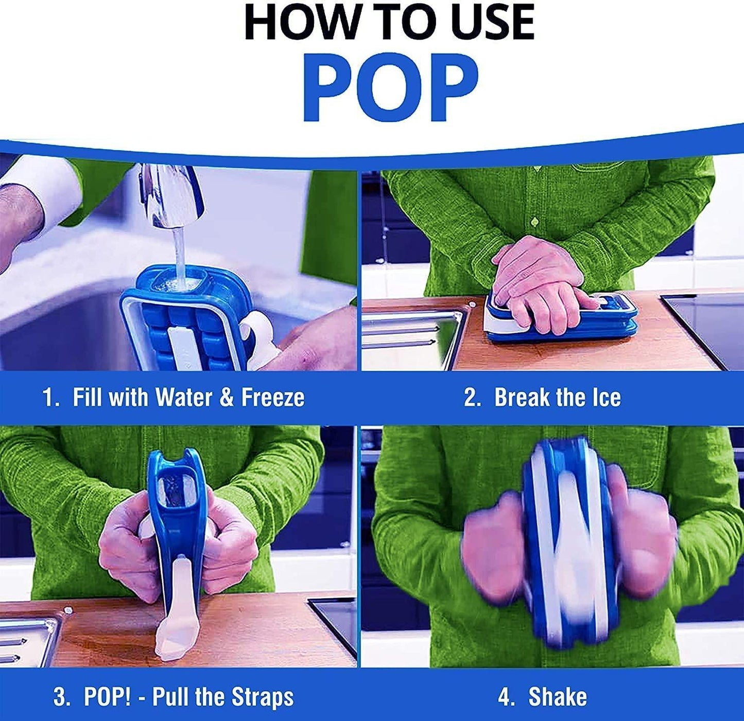 POP Ice Maker - Innovative Cube Tray Mold - Ice Maker, Storage Container