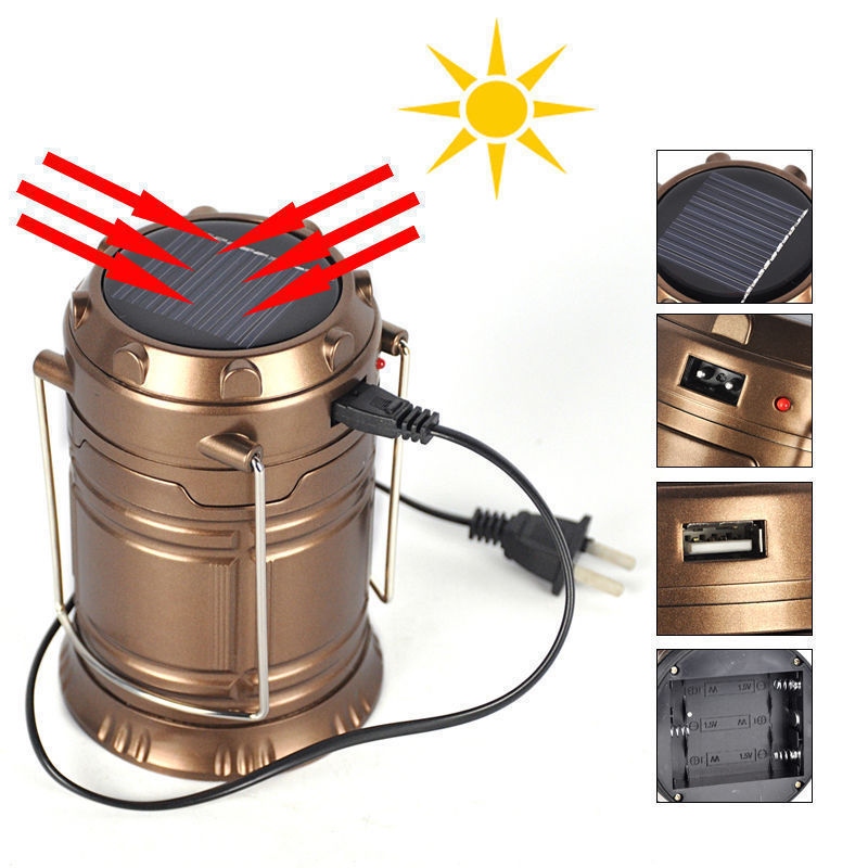 Solar Rechargeable 6LED Camping Lantern Light Solar Lamp Torch G-85 - 6LEDG85