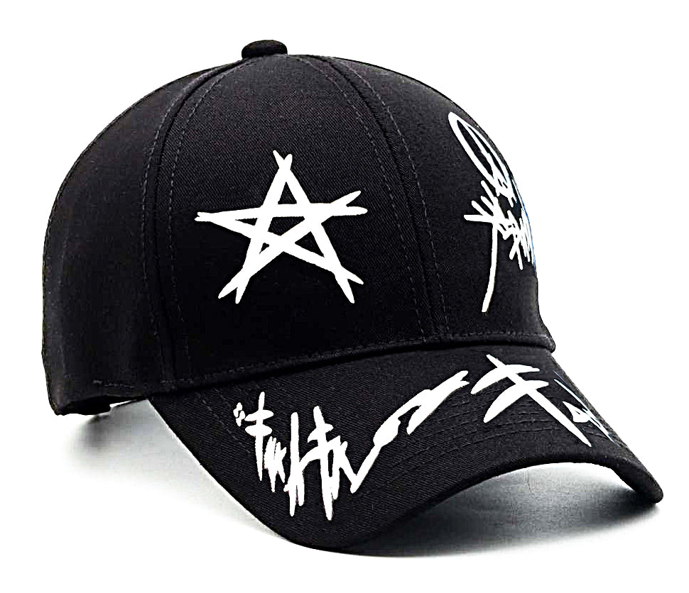 Men Boys Stylish Baseball Adjustable Printed Black Cap - CAP-BK-PRNT-1