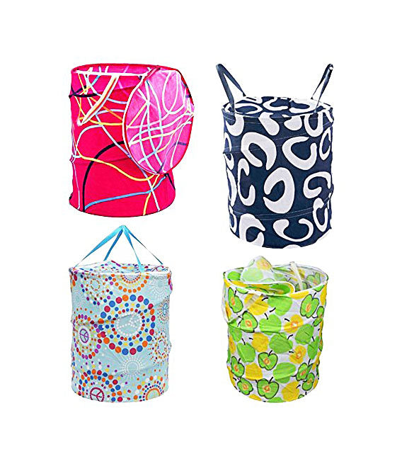 Multipurpose Foldable and Collapsible Pop-Up Round Laundry Bag Basket with Zippered Lid Laundry Bag - CNJHUBG