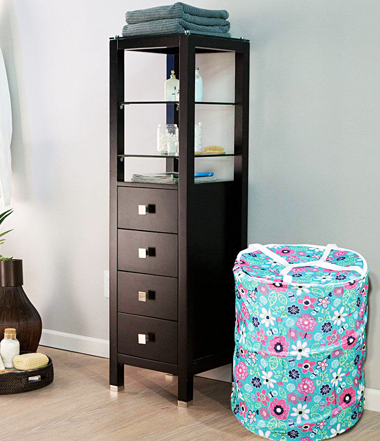 Multipurpose Foldable and Collapsible Pop-Up Round Laundry Bag Basket with Zippered Lid Laundry Bag - CNJHUBG