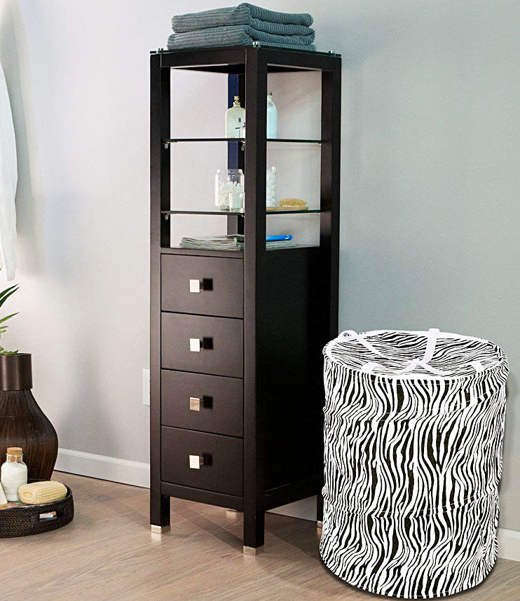 Multipurpose Foldable and Collapsible Pop-Up Round Laundry Bag Basket with Zippered Lid Laundry Bag - CNJHUBG