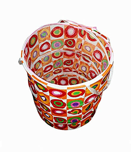 Multipurpose Foldable and Collapsible Pop-Up Round Laundry Bag Basket with Zippered Lid Laundry Bag - CNJHUBG