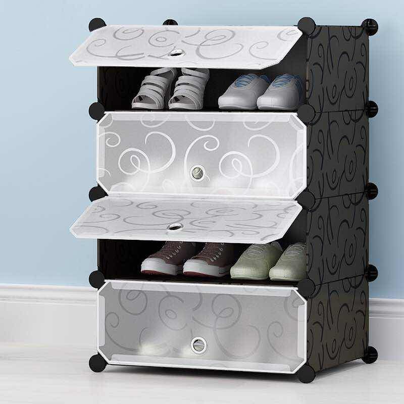 4 layer Plastic Sheet Cube Shoe Rack Storage - CUBSHRK4L