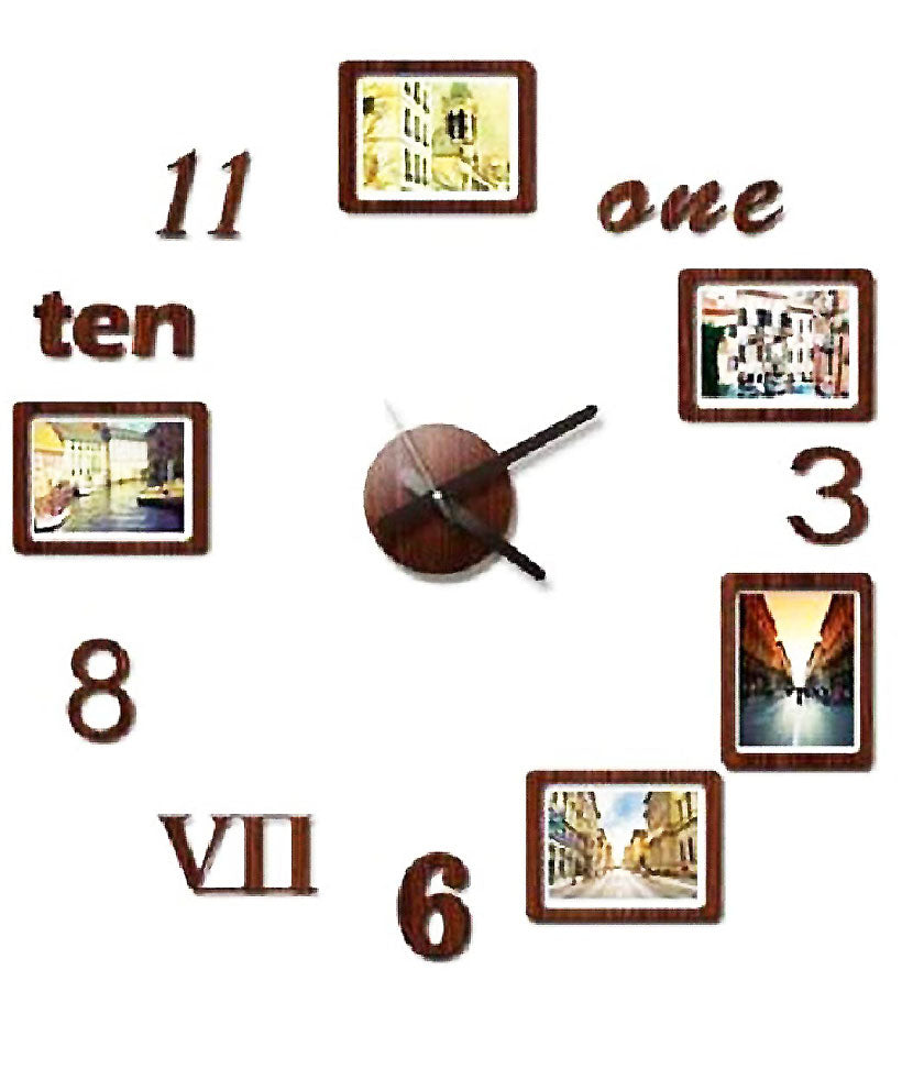 DIY Wall Clock 3D Sticker Home Office Decor 3D Wall Clock (Covering Area:60 * 60cm) - DIYGCF1001