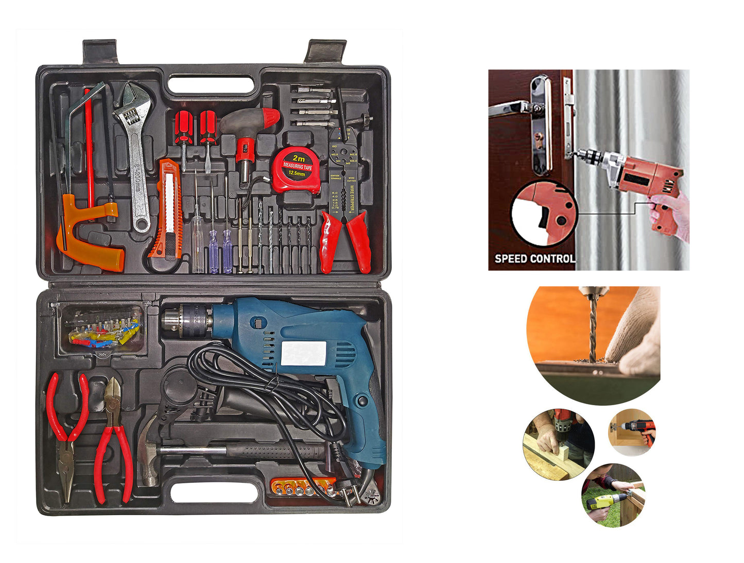 Premium Quality 13mm Electric Drill Machine with 101Pcs Tool Kit - DRLTOOLSET