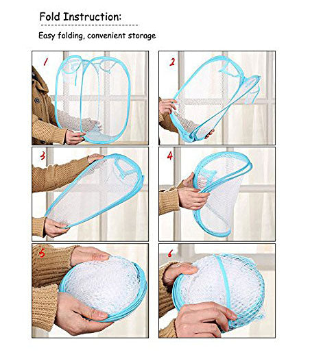 Easy Laundry Clothes Flexible Hamper Bag with Side Pocket Net Laundry Bag Laundry Basket Set of 1 pcs- ESYLNDYBG
