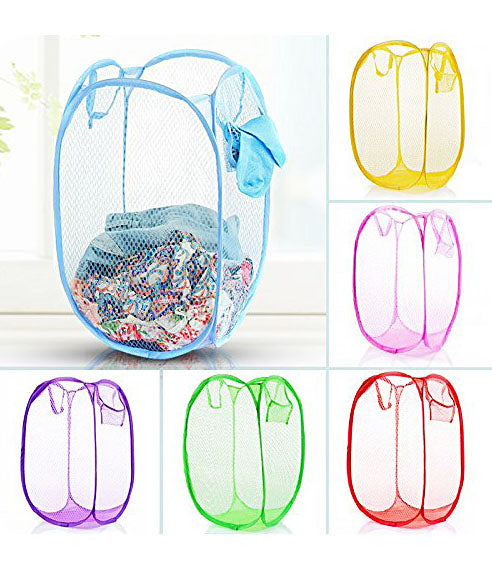 Easy Laundry Clothes Flexible Hamper Bag with Side Pocket Net Laundry Bag Laundry Basket Set of 1 pcs- ESYLNDYBG
