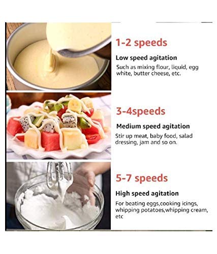 Electric 7 Speed Hand Mixer with 4 Pieces Stainless Steel Food Blender - HANDMX