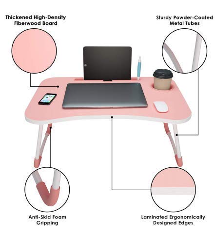 Foldable Portable Adjustable Multifunction Laptop Study Lapdesk Table - HQMPTCUP-PK